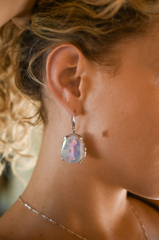 Fierce Light Titanium Agate Earrings