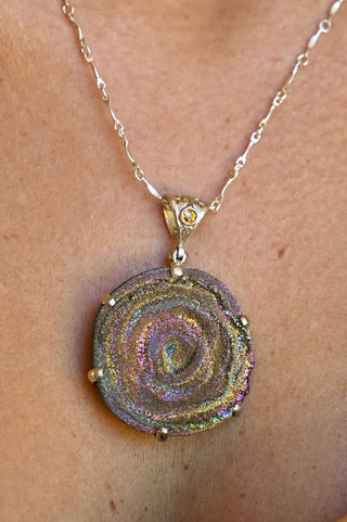 Dancing With My Shadows Titanium Aura Agate Necklace