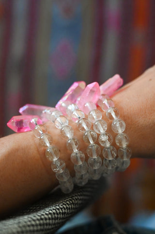 Manifesting My Wildest Dreams Pink Rose Aura Quartz Bracelet