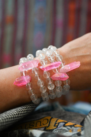 Manifesting My Wildest Dreams Pink Rose Aura Quartz Bracelet