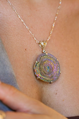 Dancing With My Shadows Titanium Aura Agate Necklace