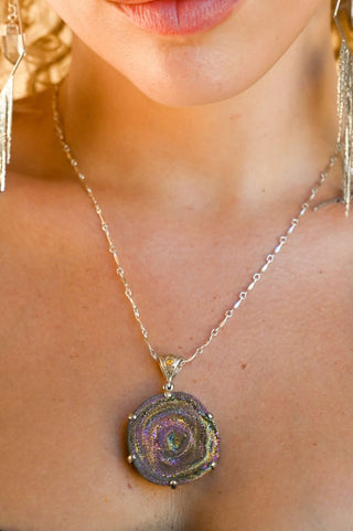 Dancing With My Shadows Titanium Aura Agate Necklace