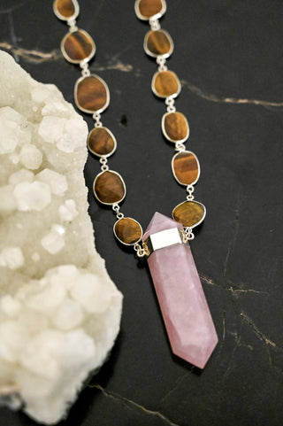Lionheart Tiger's Eye & Rose Quartz Necklace