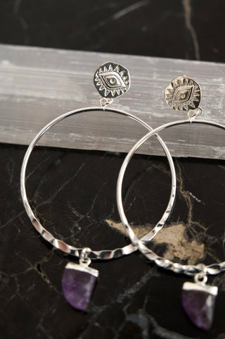 Sacred Vision Amethyst Silver Earrings