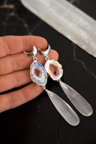 Guiding Light Agate And Selenite Earrings