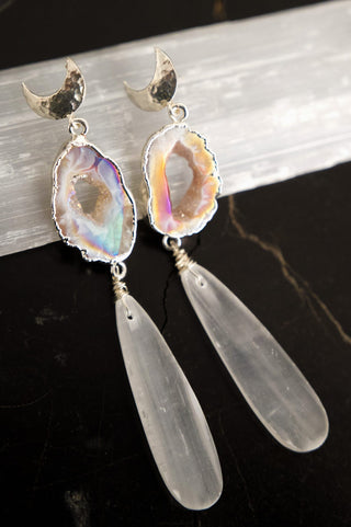 Guiding Light Agate And Selenite Earrings