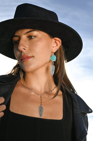 Calm Sky Feather Howlite Earrings
