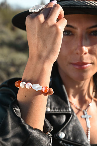 Heart of Fire Agate Hamsa Bracelet