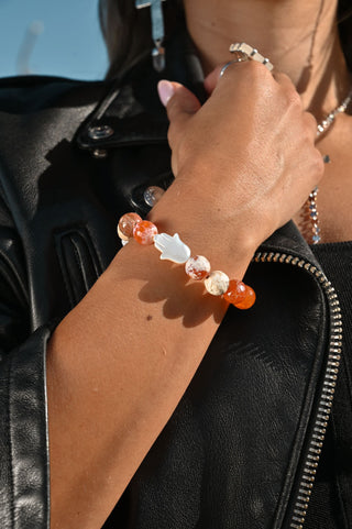 Heart of Fire Agate Hamsa Bracelet