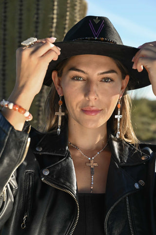 Steady Light Silver Cross Lariat Necklace