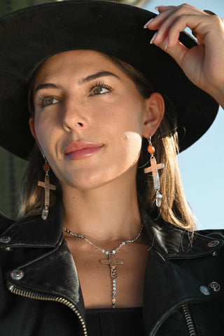 Steady Light Silver Cross Lariat Necklace