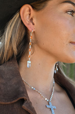 Grounded Fire Carnelian & Quartz Earrings