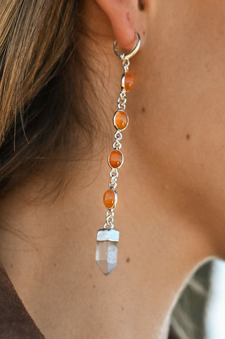 Grounded Fire Carnelian & Quartz Earrings