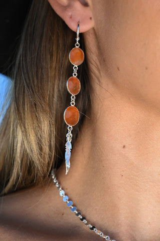 Sacred Flame Carnelian Feather Earrings