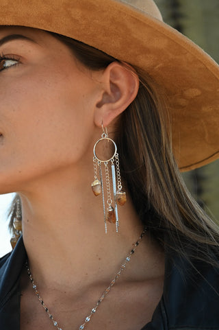Golden Glow Citrine Silver Chandelier Earrings