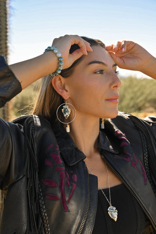 Steady Spirit Moss Agate Selenite Gold Hoop Earrings