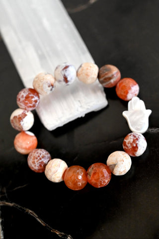 Heart of Fire Agate Hamsa Bracelet