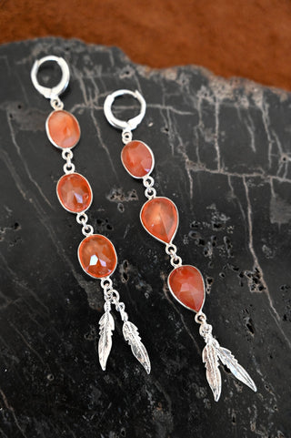 Sacred Flame Carnelian Feather Earrings