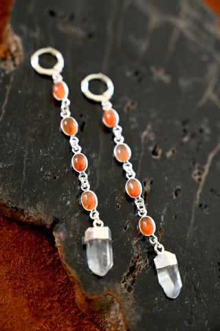 Grounded Fire Carnelian & Quartz Earrings