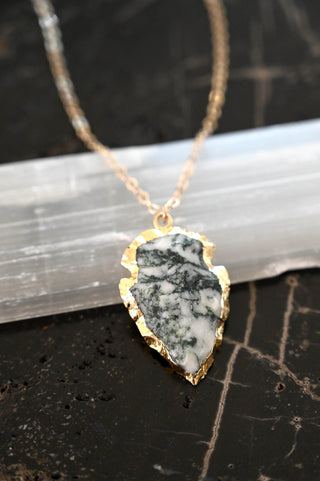 Steady Spirit Moss Agate Gold Necklace