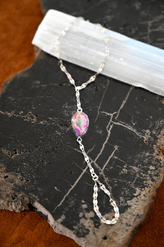 Liquid Light Aura Agate Silver Hand Chain