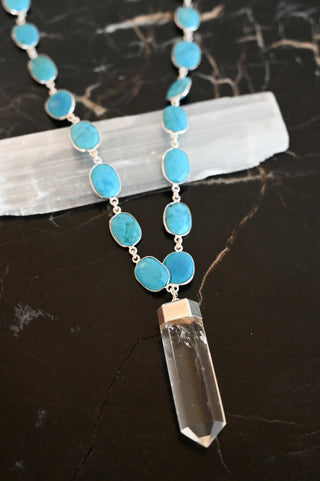 Wild Sky Blue Howlite and Quartz Necklace