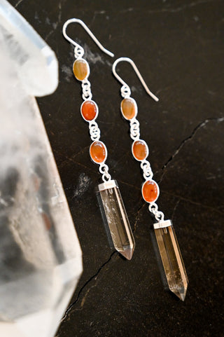 Desert Fire Carnelian & Smoky Quartz Earrings