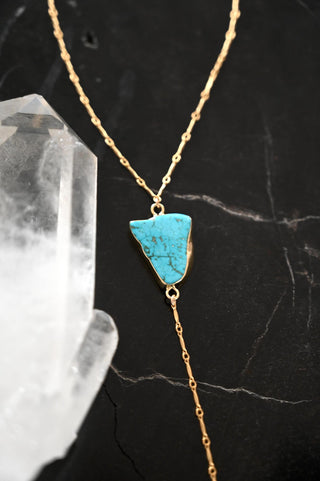 Peaceful Energy Howlite Gold Lariat Necklace