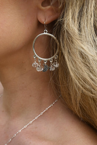Night Sky Quartz Moon Hoops