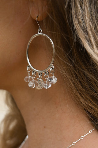 Night Sky Quartz Moon Hoops