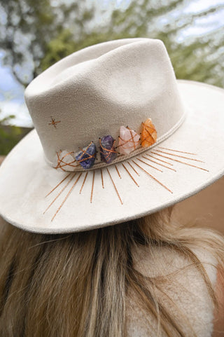 Goddess Energy Crystal Fedora in Off-White