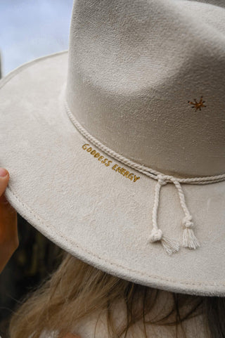 Goddess Energy Crystal Fedora in Off-White