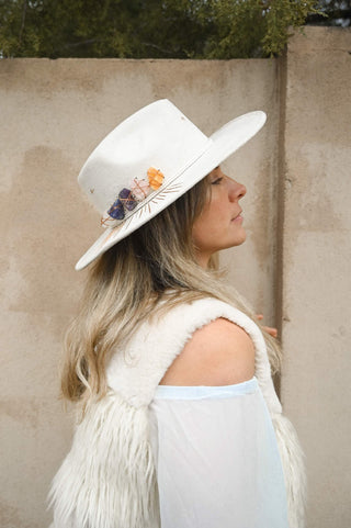Goddess Energy Crystal Fedora in Off-White