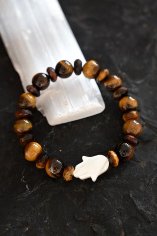 Steady Within Tigers Eye Hamsa Bracelet