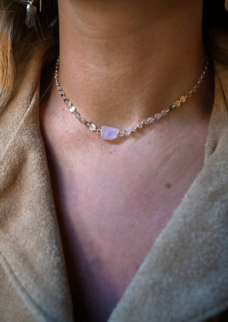 I Choose Grace Pink Moonstone Silver Necklace