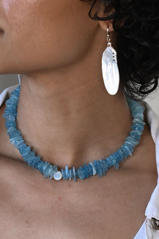 The Horizon Aquamarine Mother of Pearl Necklace