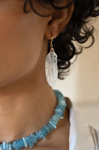 Free Bird Mother of Pearl Feather Earrings