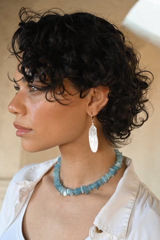 Free Bird Mother of Pearl Feather Earrings
