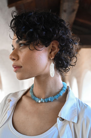 The Horizon Aquamarine Mother of Pearl Necklace