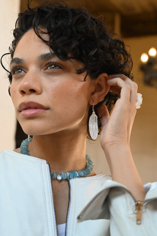 Free Bird Mother of Pearl Feather Earrings