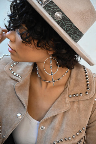 I Fly True Kyanite Moon Hoop Earrings
