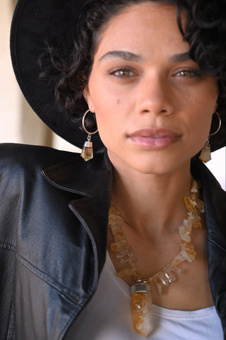 Goldie Girl Citrine Silver Hoop Earrings