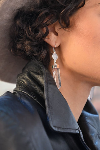 She Sees Clearly Quartz & Moonstone Silver Earrings