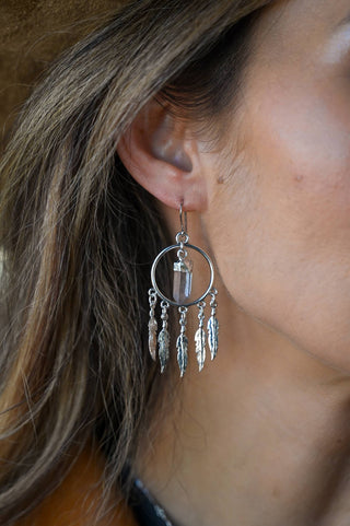 Crystal Air Quartz Feather Earrings