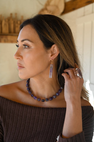 Sacred Self Amethyst Gold Earrings