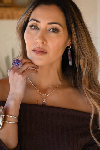 Sacred Self Amethyst Silver Earrings