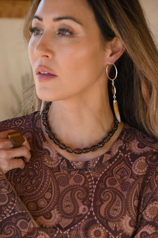 Moving In Courage Agate & Tigers Eye Silver Earrings