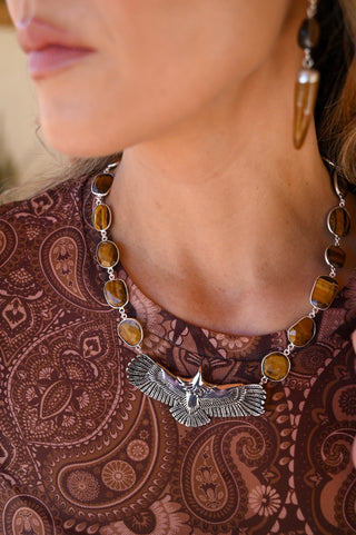 Moving In Courage Tigers Eye Eagle Necklace