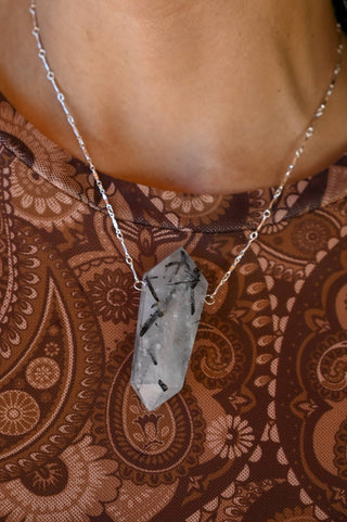 Be Where Your Feet Are Rutilated Quartz Silver Necklace