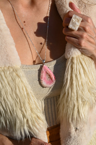 Wild Heart Pink Agate Druzy Necklace